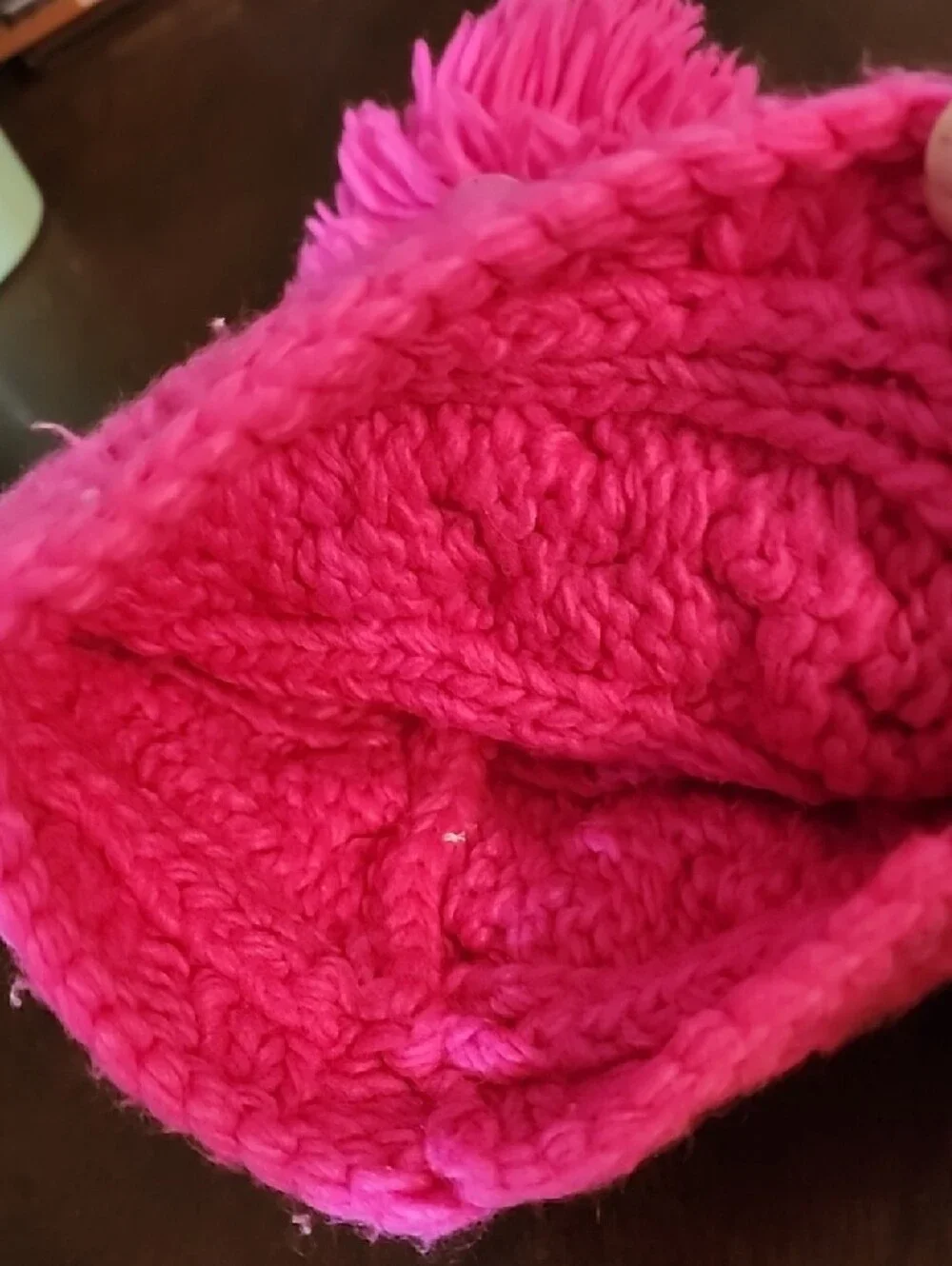 Kids Bright Pink Knit Pom Pom Beanie